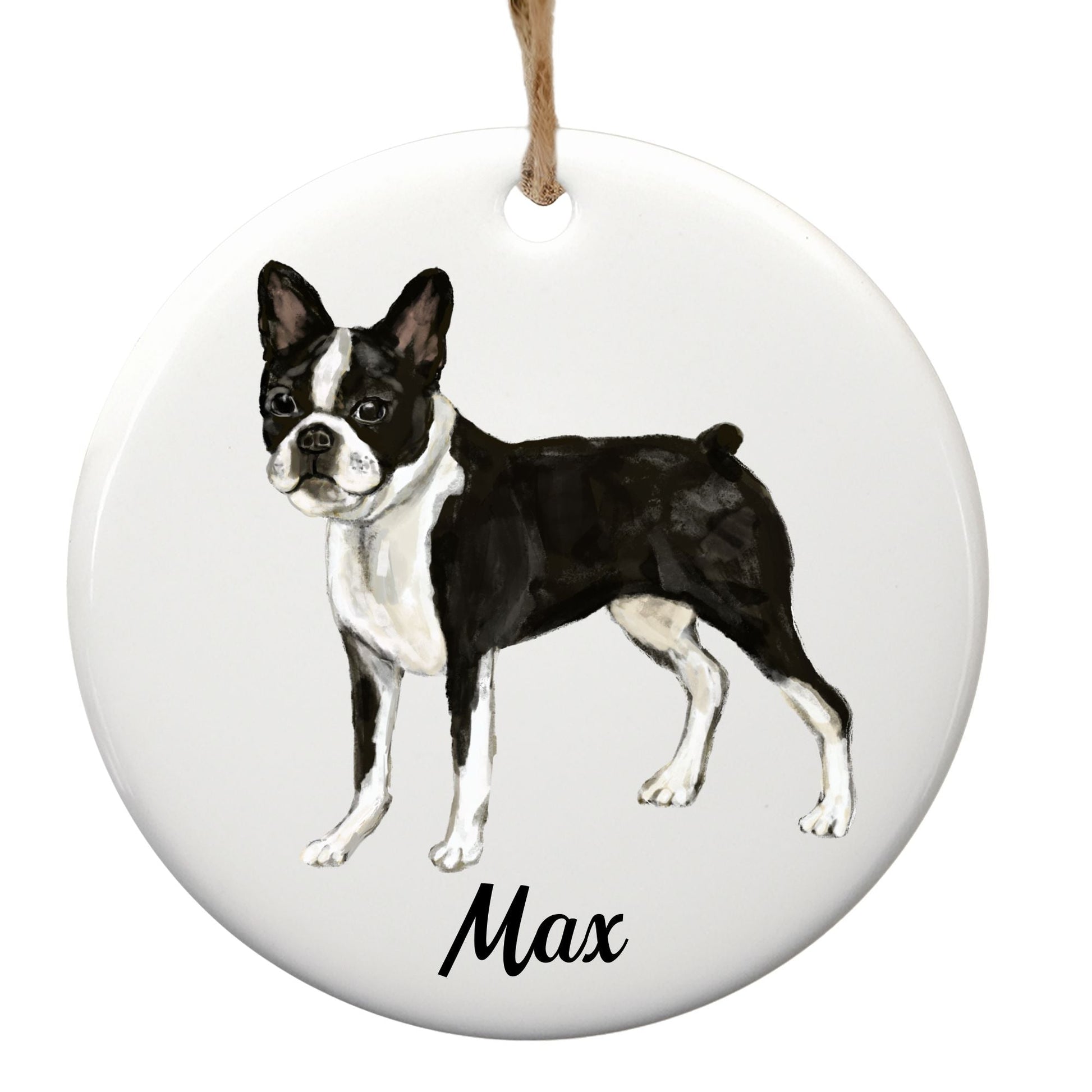 Boston Terrier Ceramic Ornament - MerikaArt