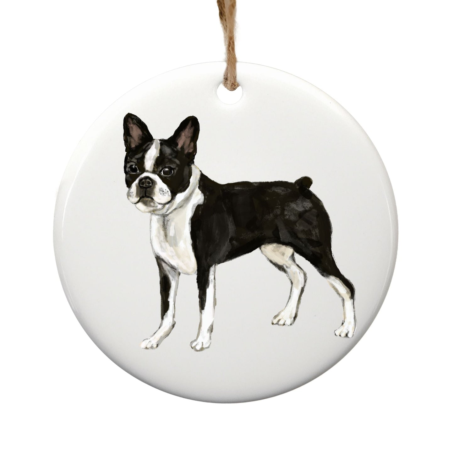 Boston Terrier Ceramic Ornament - MerikaArt