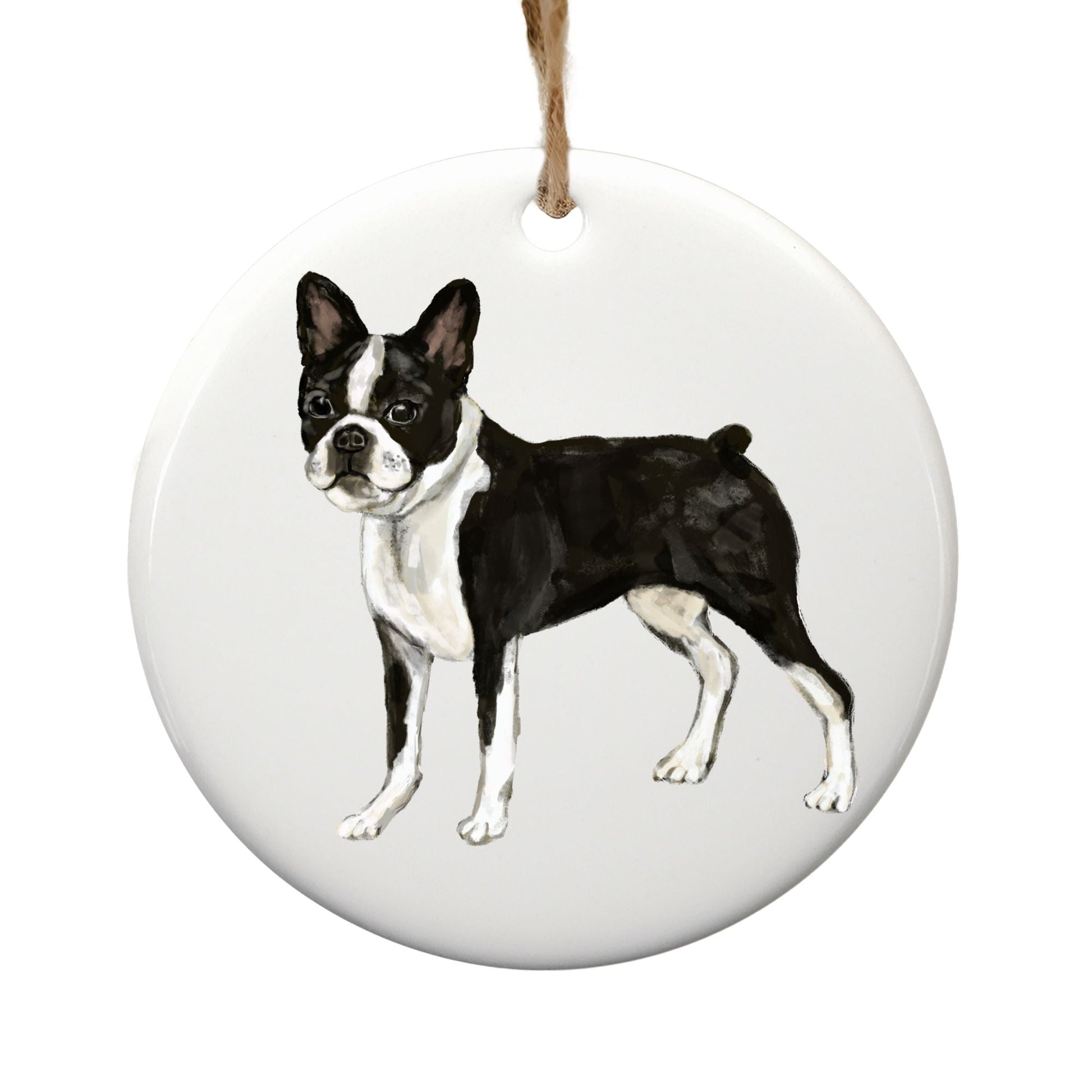 Boston Terrier Ceramic Ornament - MerikaArt