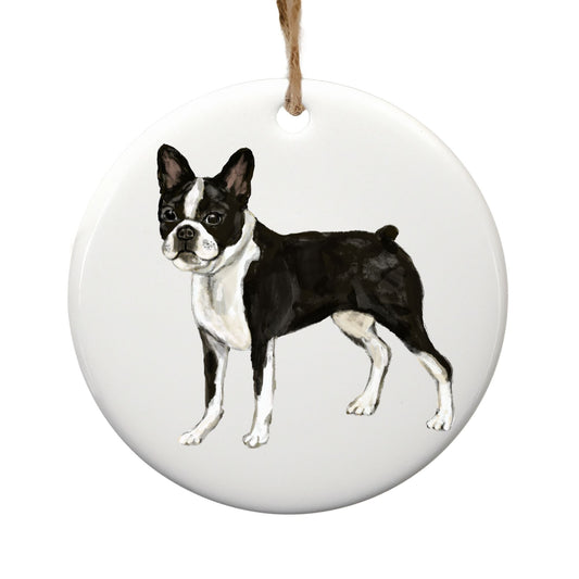 Boston Terrier Ceramic Ornament - MerikaArt