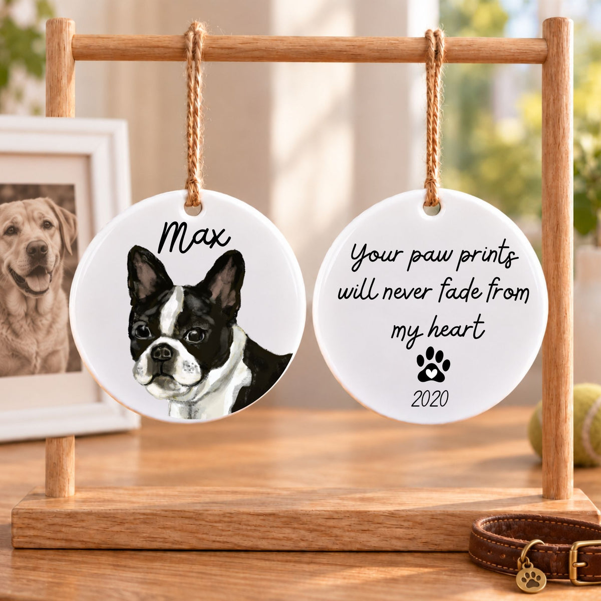 Boston Terrier Ceramic Ornament - MerikaArt