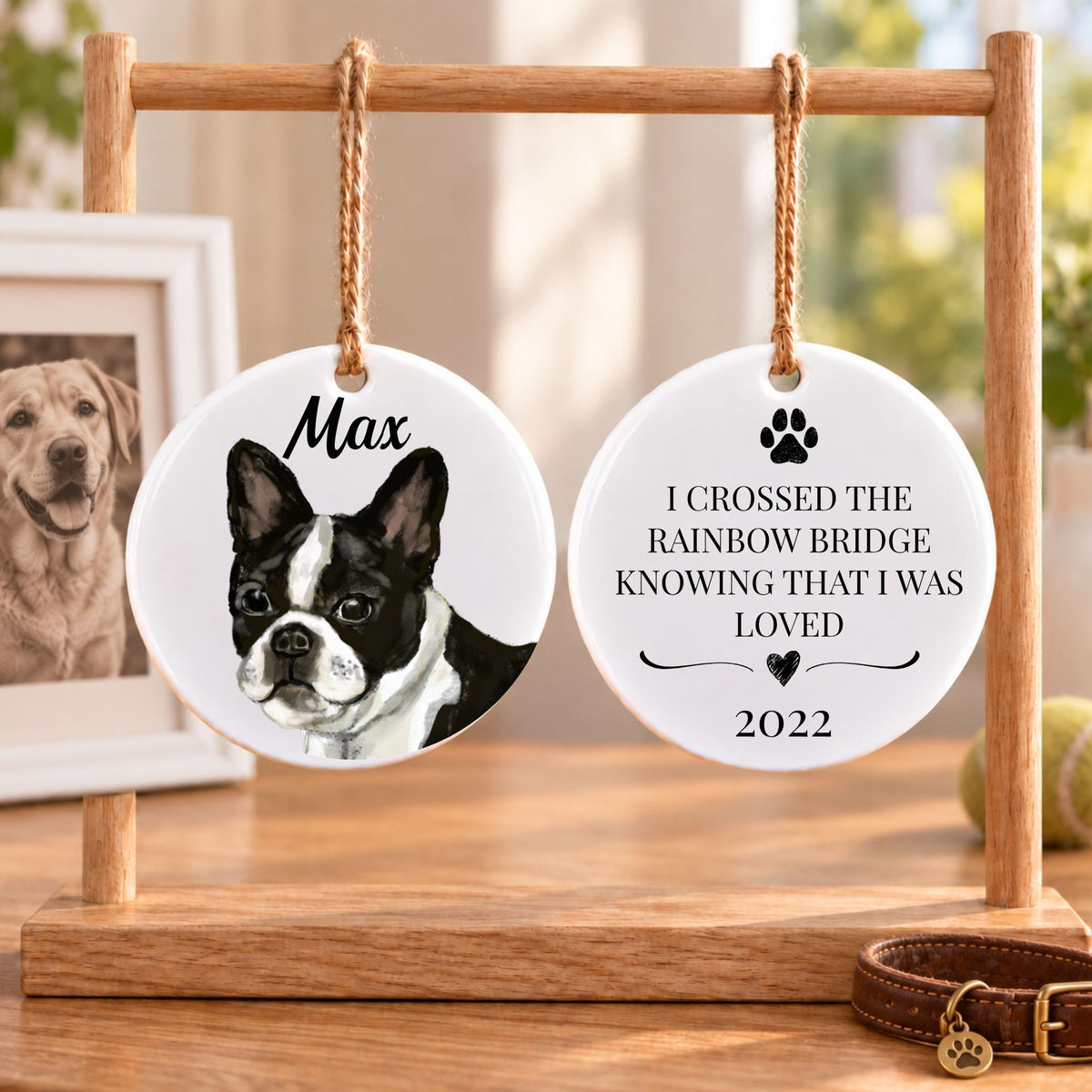 Boston Terrier Ceramic Ornament - MerikaArt