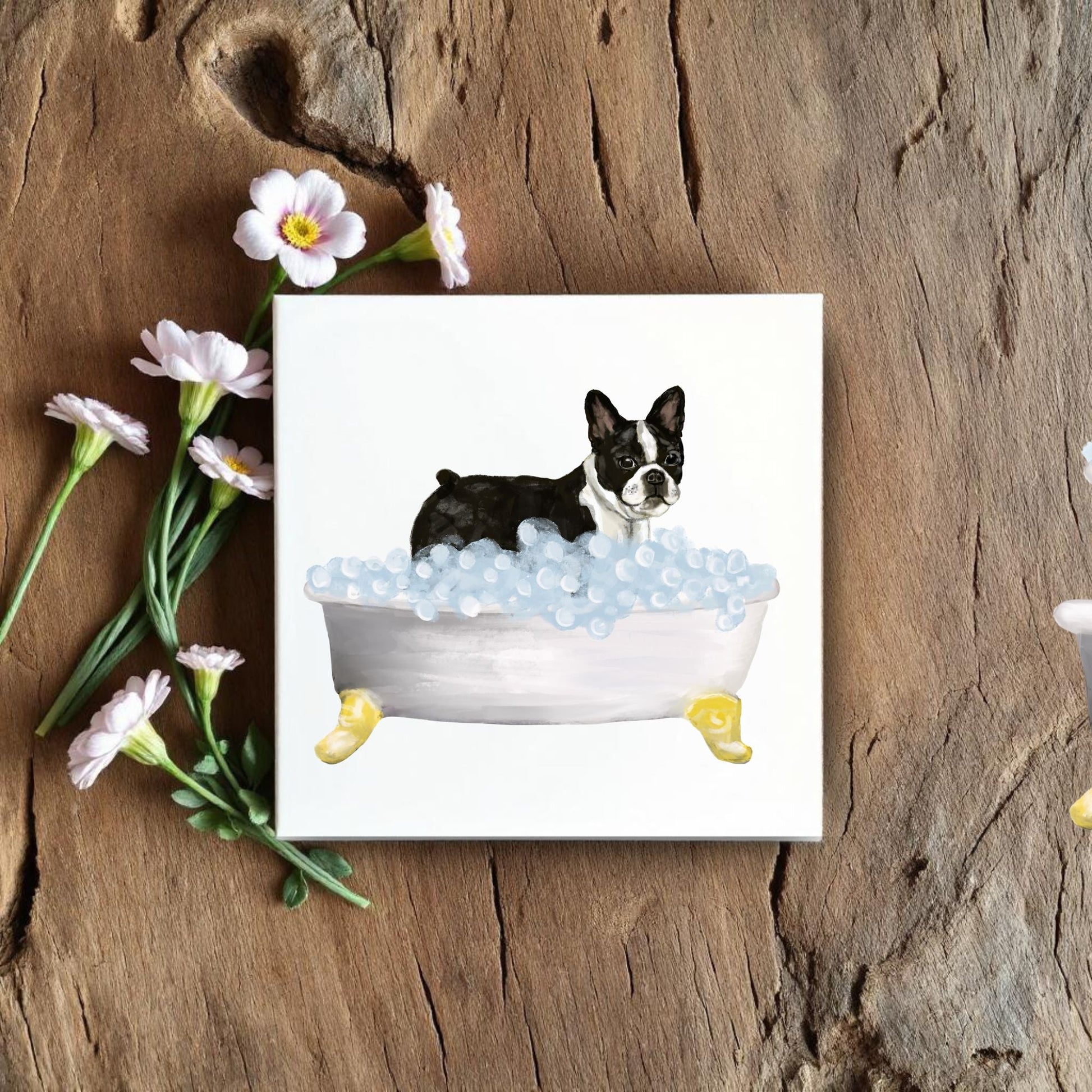 Boston Terrier Ceramic Tile - MerikaArt
