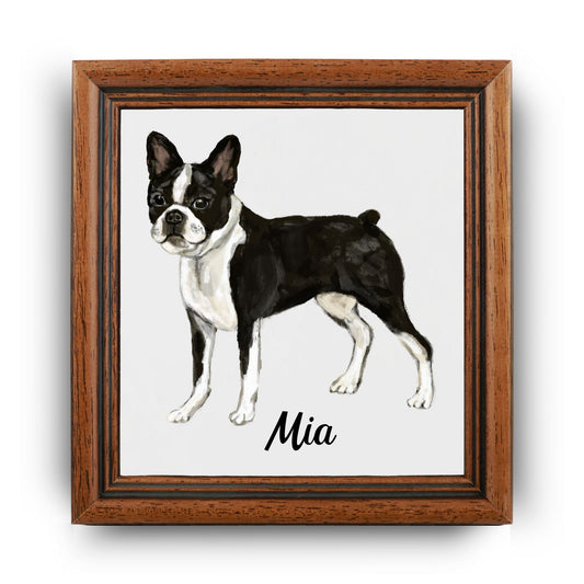 Boston Terrier Ceramic Tile - MerikaArt