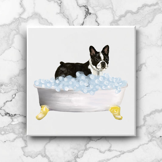 Boston Terrier Ceramic Tile - MerikaArt