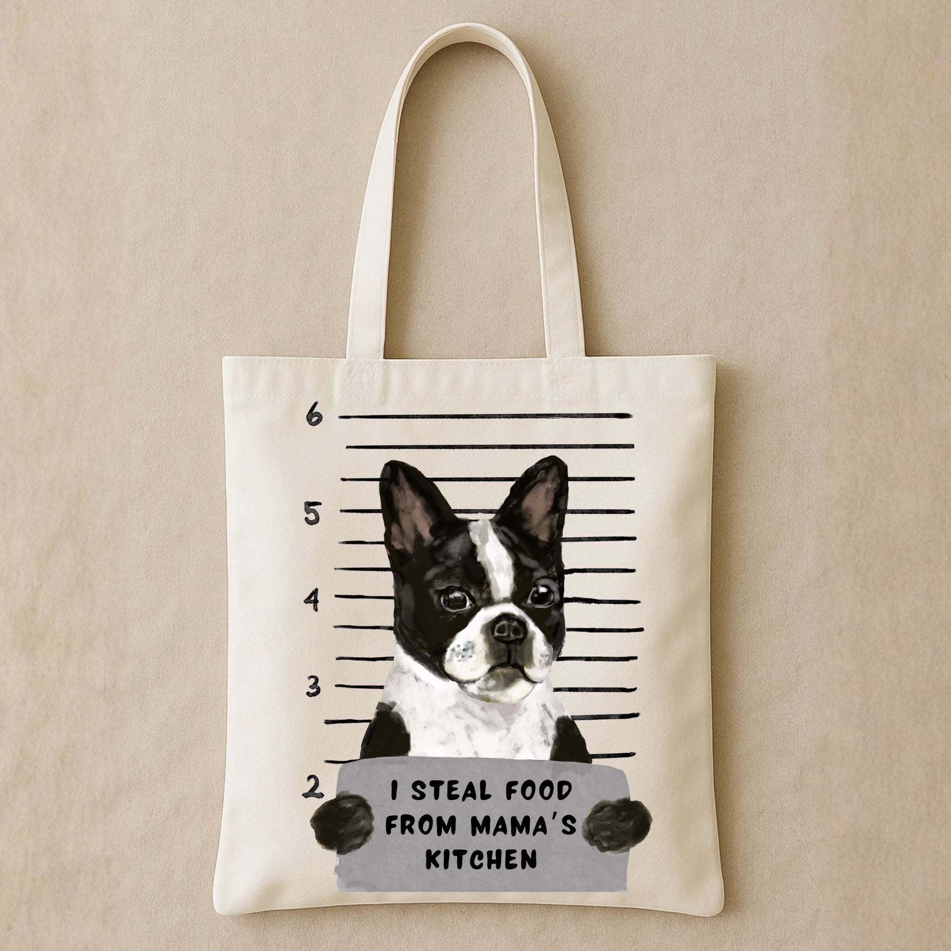 Boston Terrier Mugshot Tote Bag - MerikaArt