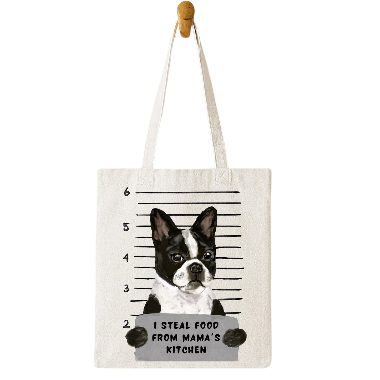 Boston Terrier Mugshot Tote Bag - MerikaArt