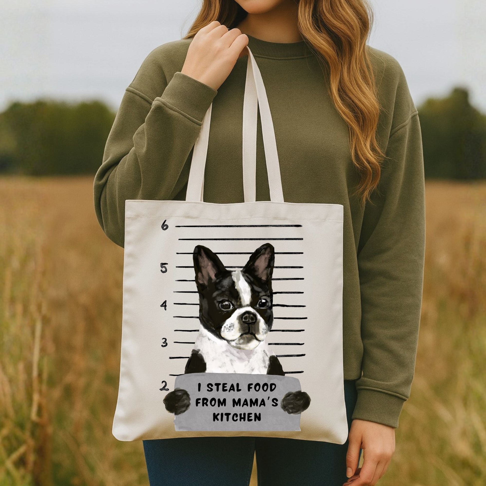 Boston Terrier Mugshot Tote Bag - MerikaArt
