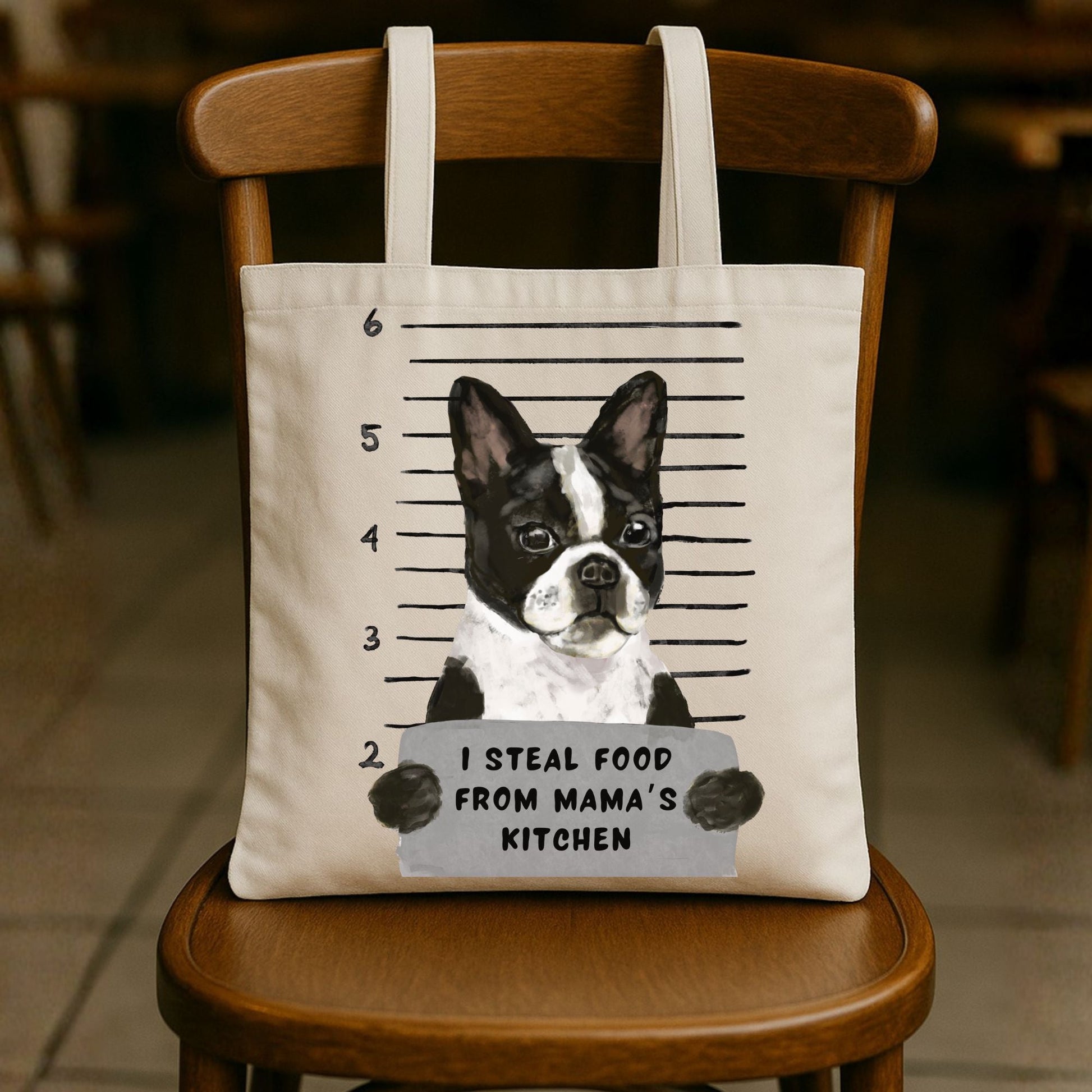 Boston Terrier Mugshot Tote Bag - MerikaArt