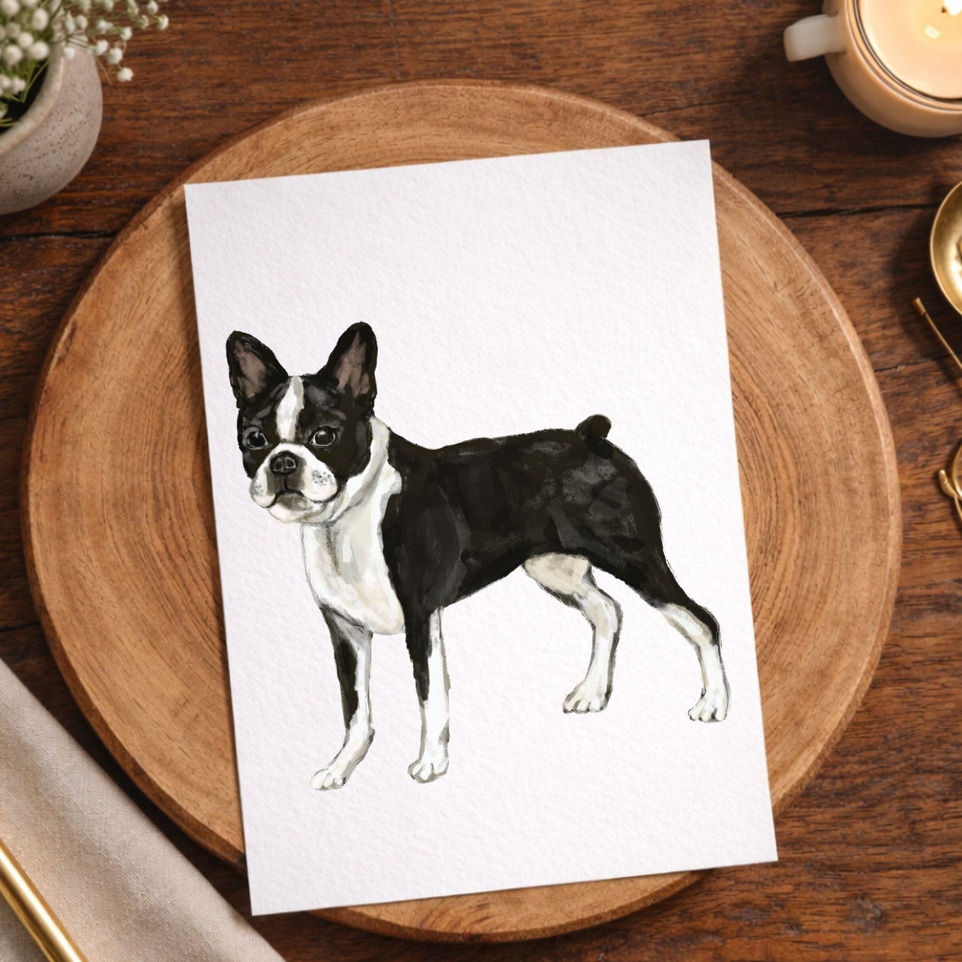 Boston Terrier Postcard - MerikaArt