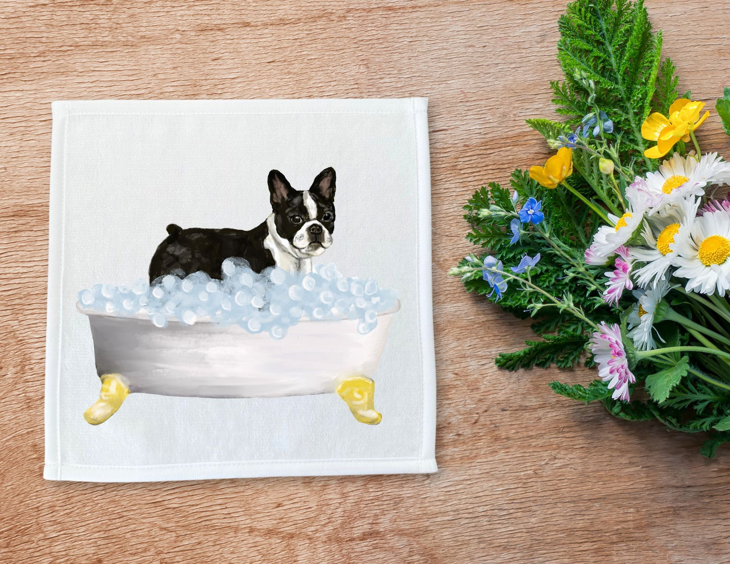 Boston Terrier Washcloth - MerikaArt