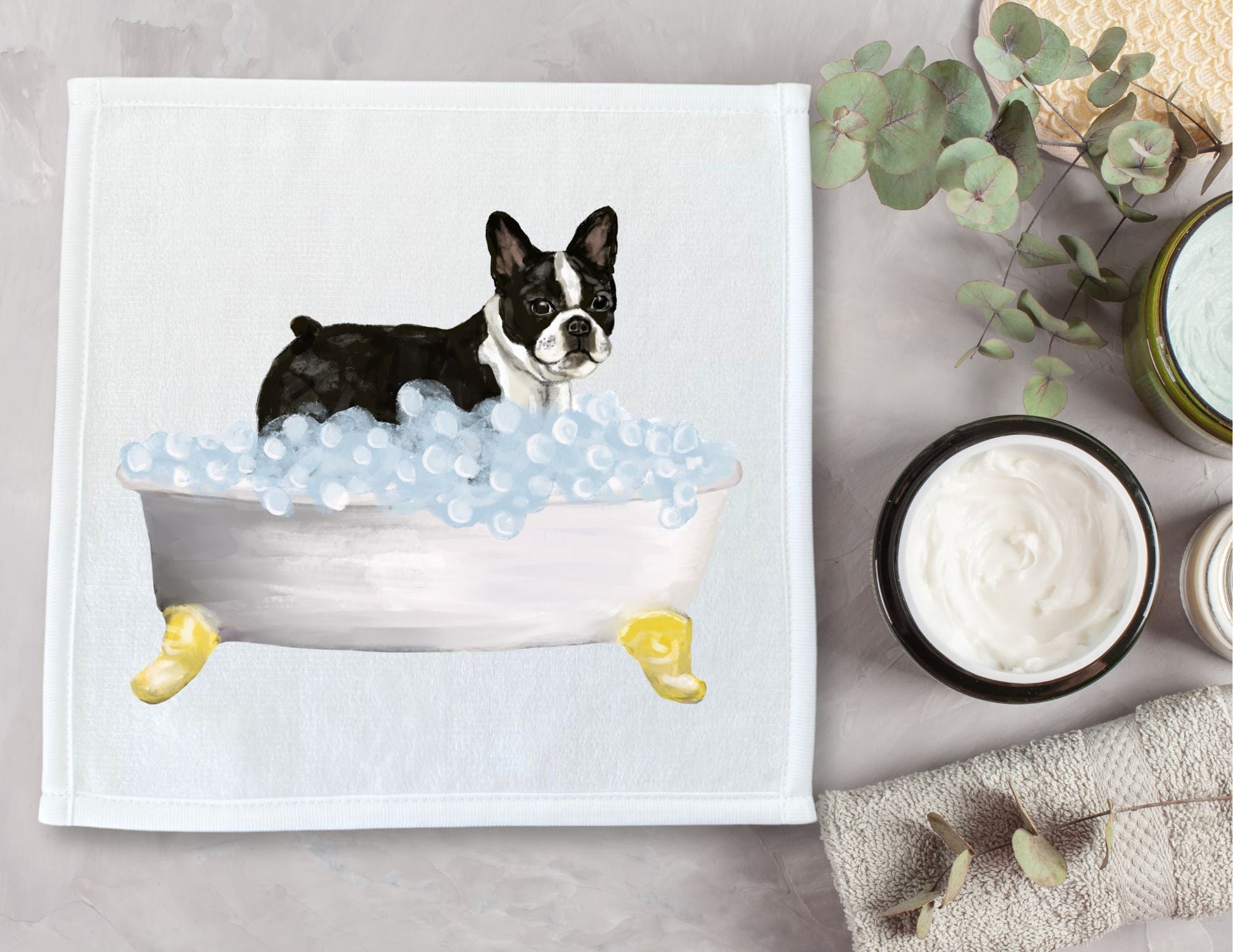 Boston Terrier Washcloth - MerikaArt