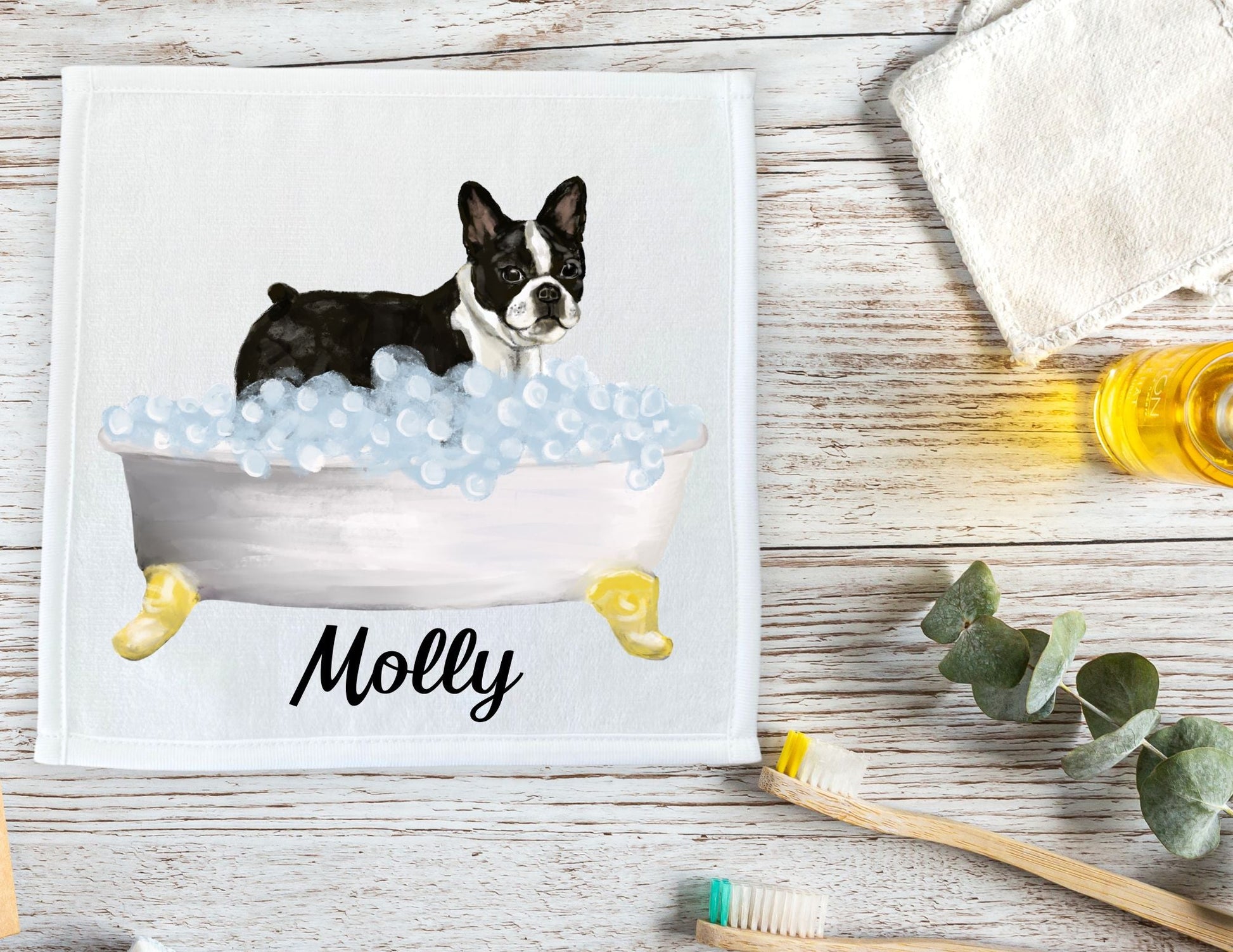 Boston Terrier Washcloth - MerikaArt