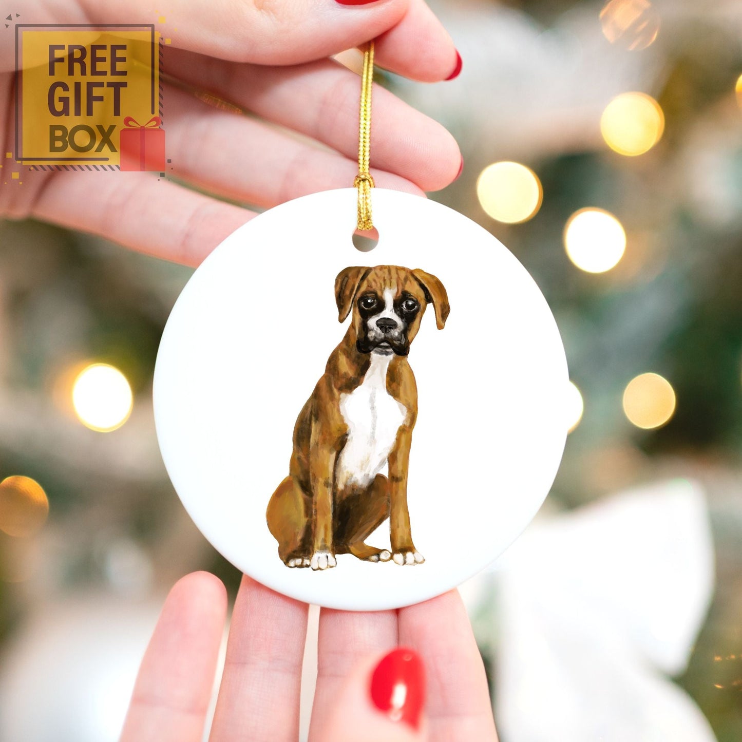 Boxer Ceramic Ornament - MerikaArt
