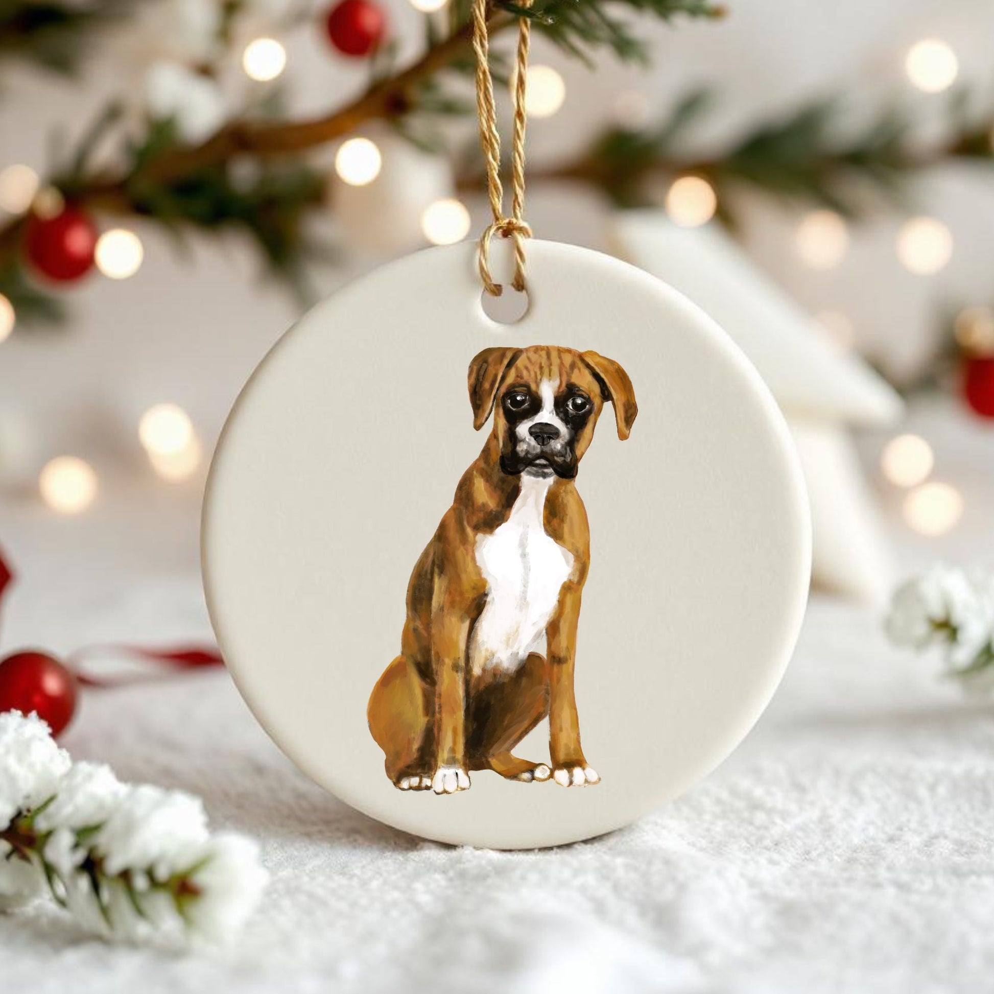 Boxer Ceramic Ornament - MerikaArt