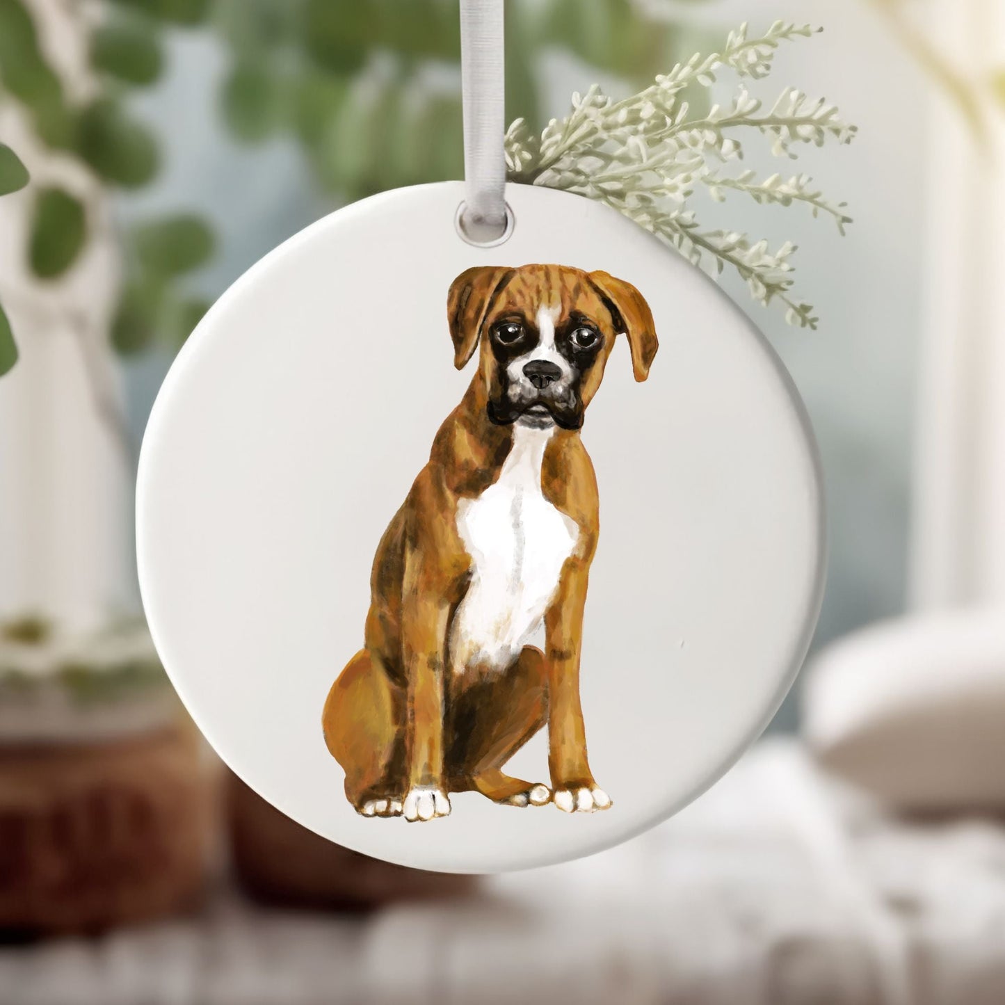 Boxer Ceramic Ornament - MerikaArt