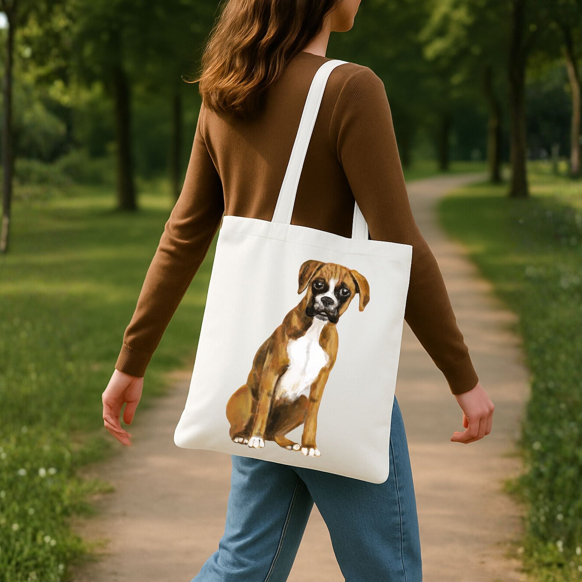 Boxer Dog Canvas Tote Bag - MerikaArt