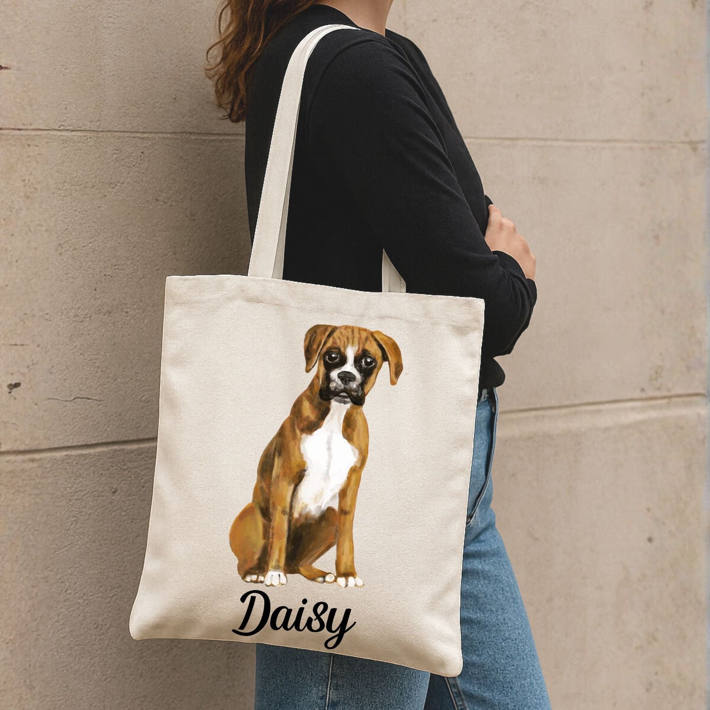 Boxer Dog Canvas Tote Bag - MerikaArt