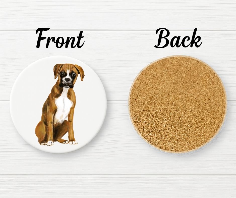 Boxer Dog Ceramic Coaster - MerikaArt