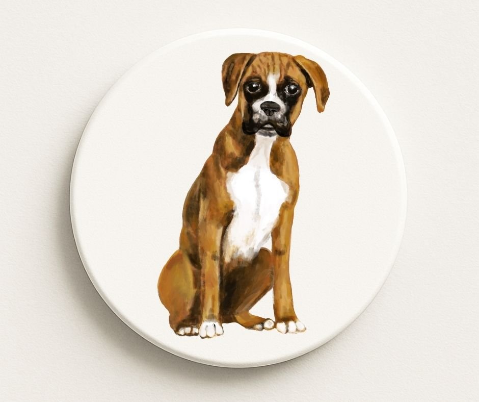 Boxer Dog Ceramic Coaster - MerikaArt