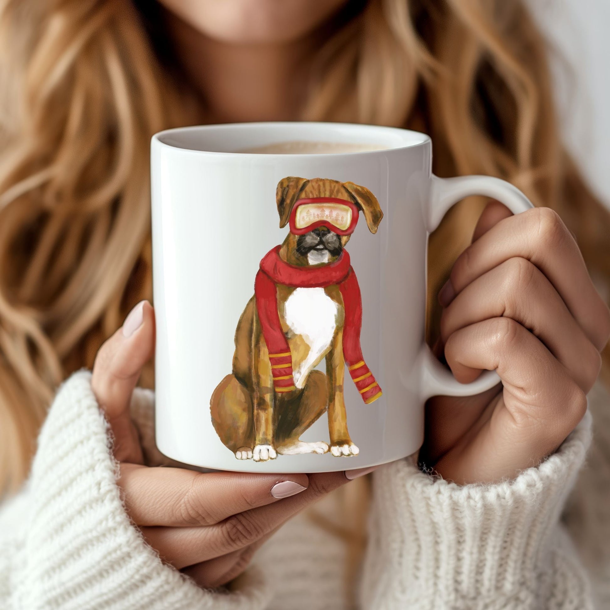 Boxer Dog Christmas Mug - MerikaArt