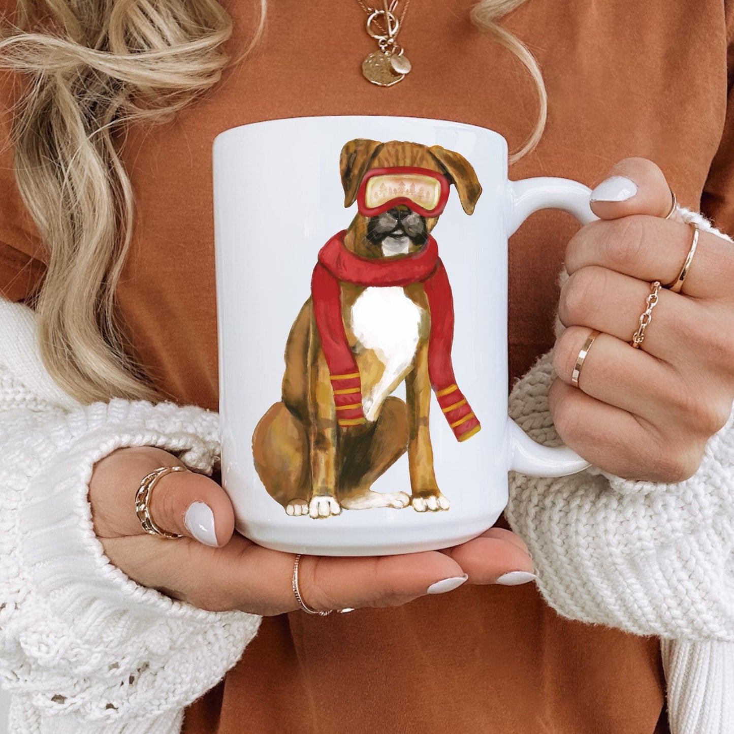 Boxer Dog Christmas Mug - MerikaArt