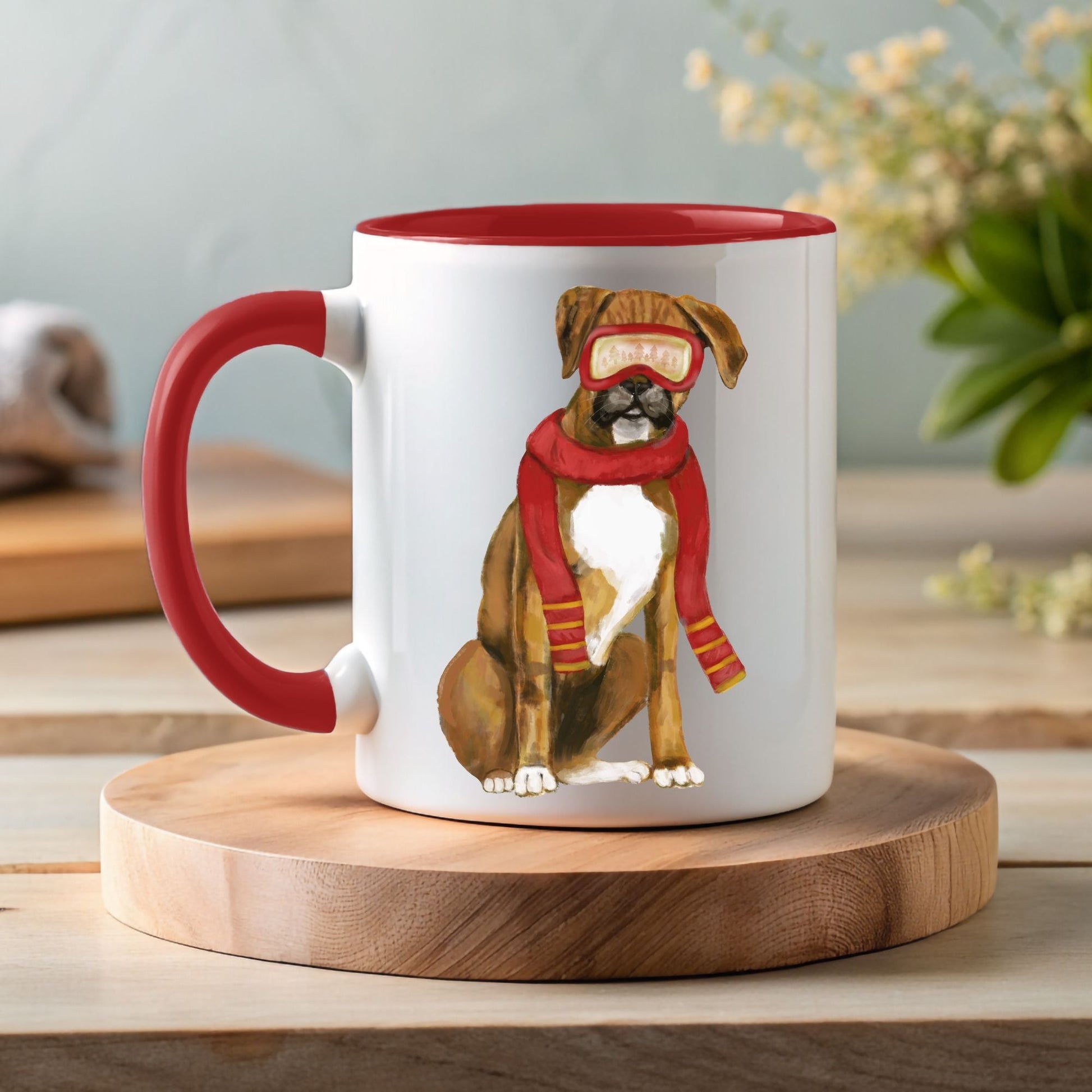 Boxer Dog Christmas Mug - MerikaArt