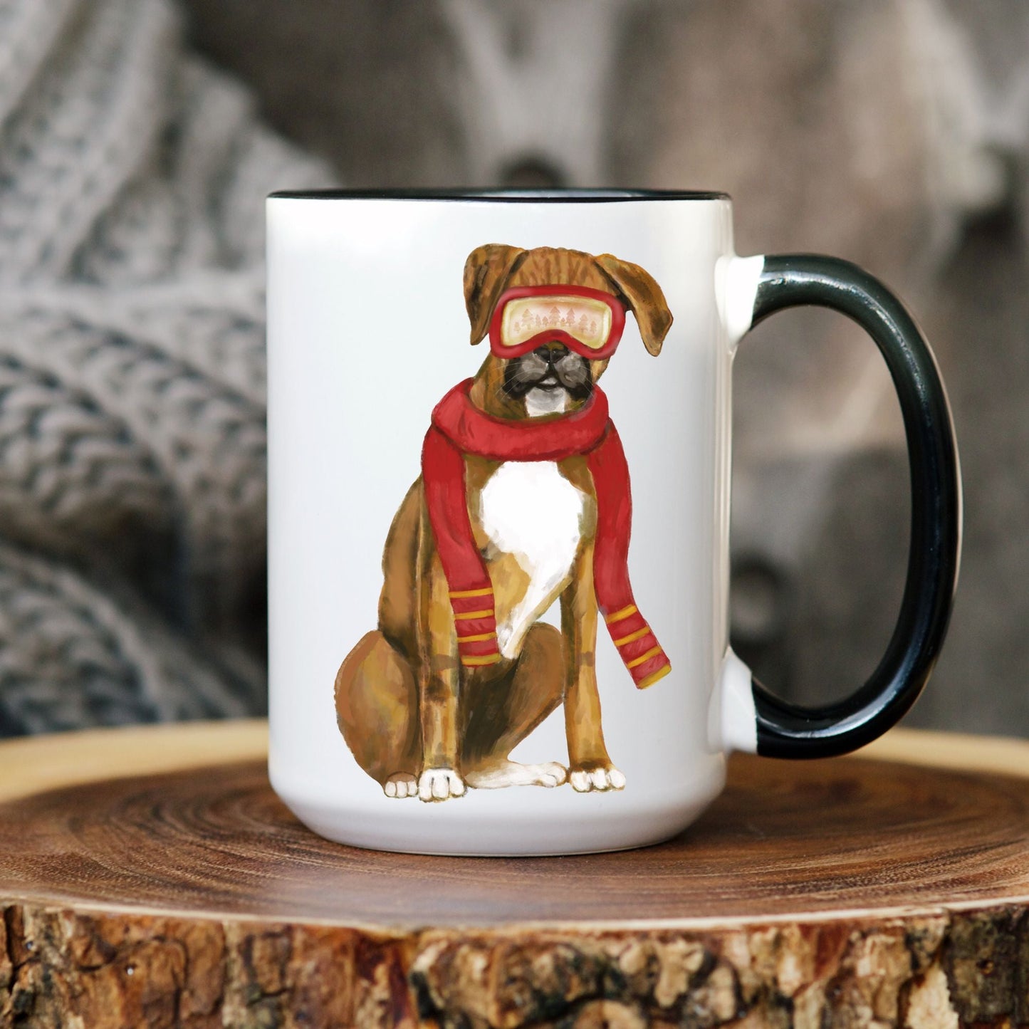 Boxer Dog Christmas Mug - MerikaArt