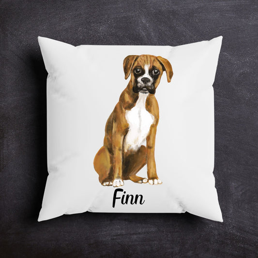 Boxer Dog Pillow Brown and White Dog Lovers Gift - MerikaArt