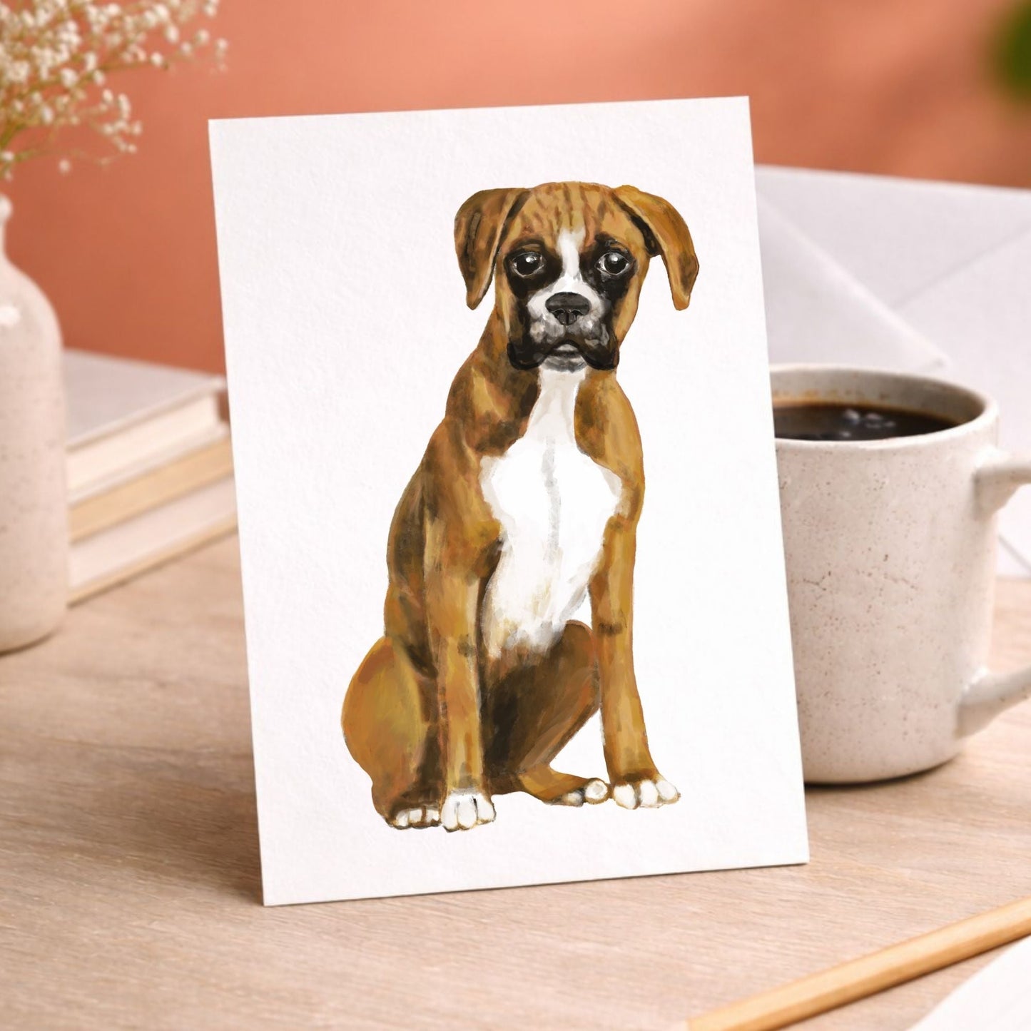 Boxer Dog Postcard - MerikaArt
