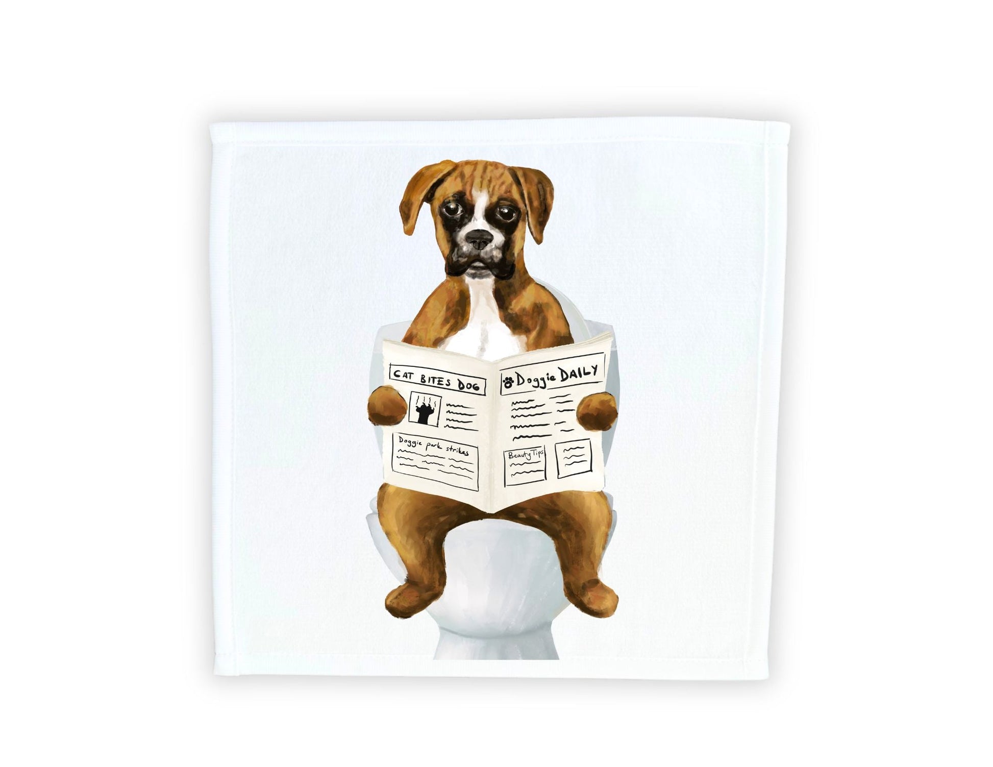 Boxer Dog Toilet Humor Washcloth – A Playful Gift for Dog Lovers - MerikaArt