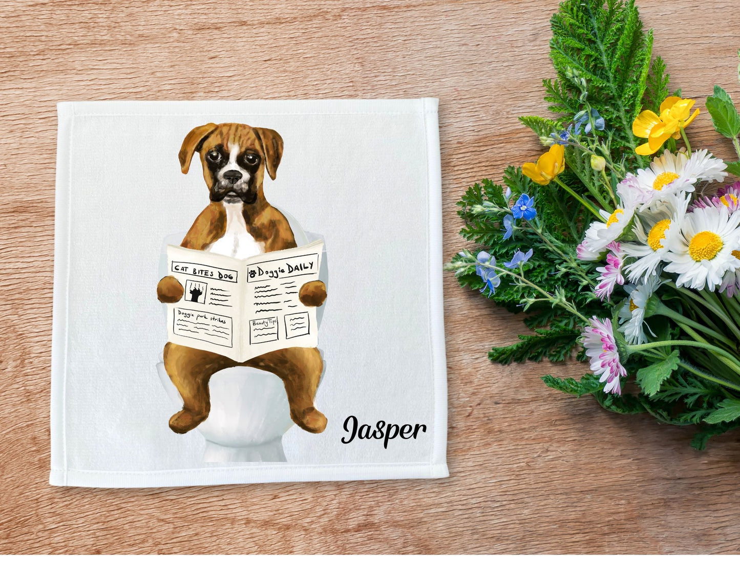 Boxer Dog Toilet Humor Washcloth – A Playful Gift for Dog Lovers - MerikaArt