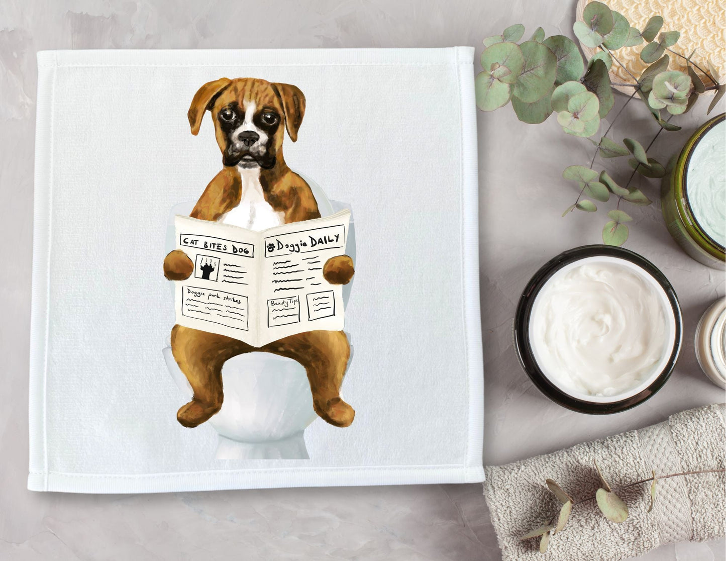 Boxer Dog Toilet Humor Washcloth – A Playful Gift for Dog Lovers - MerikaArt