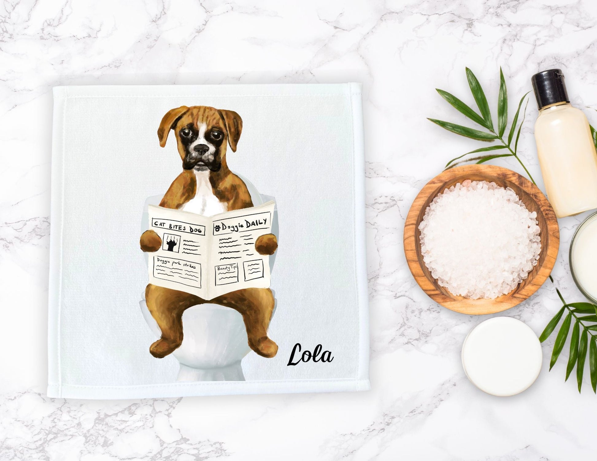 Boxer Dog Toilet Humor Washcloth – A Playful Gift for Dog Lovers - MerikaArt