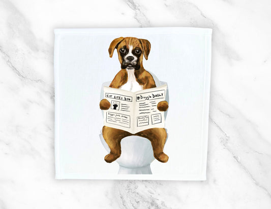 Boxer Dog Toilet Humor Washcloth – A Playful Gift for Dog Lovers - MerikaArt