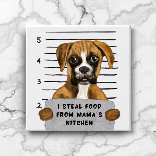 Boxer Mugshot Ceramic Tile - MerikaArt