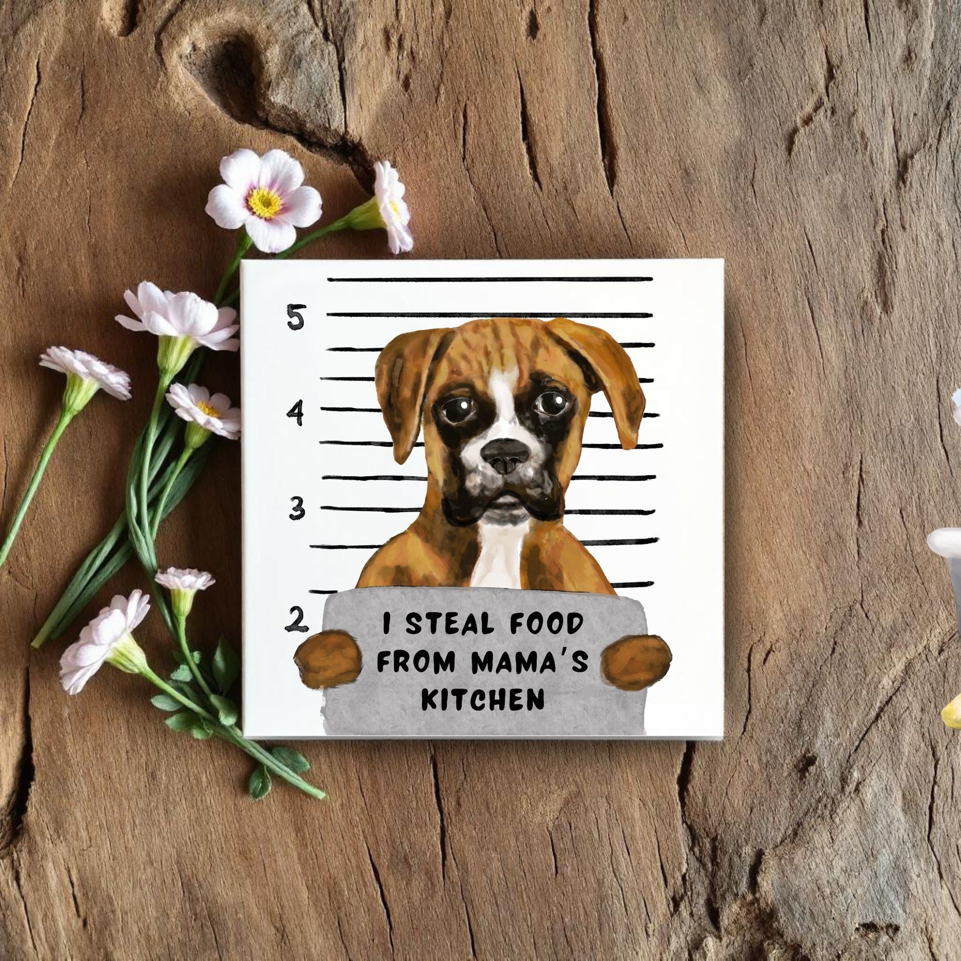 Boxer Mugshot Ceramic Tile - MerikaArt
