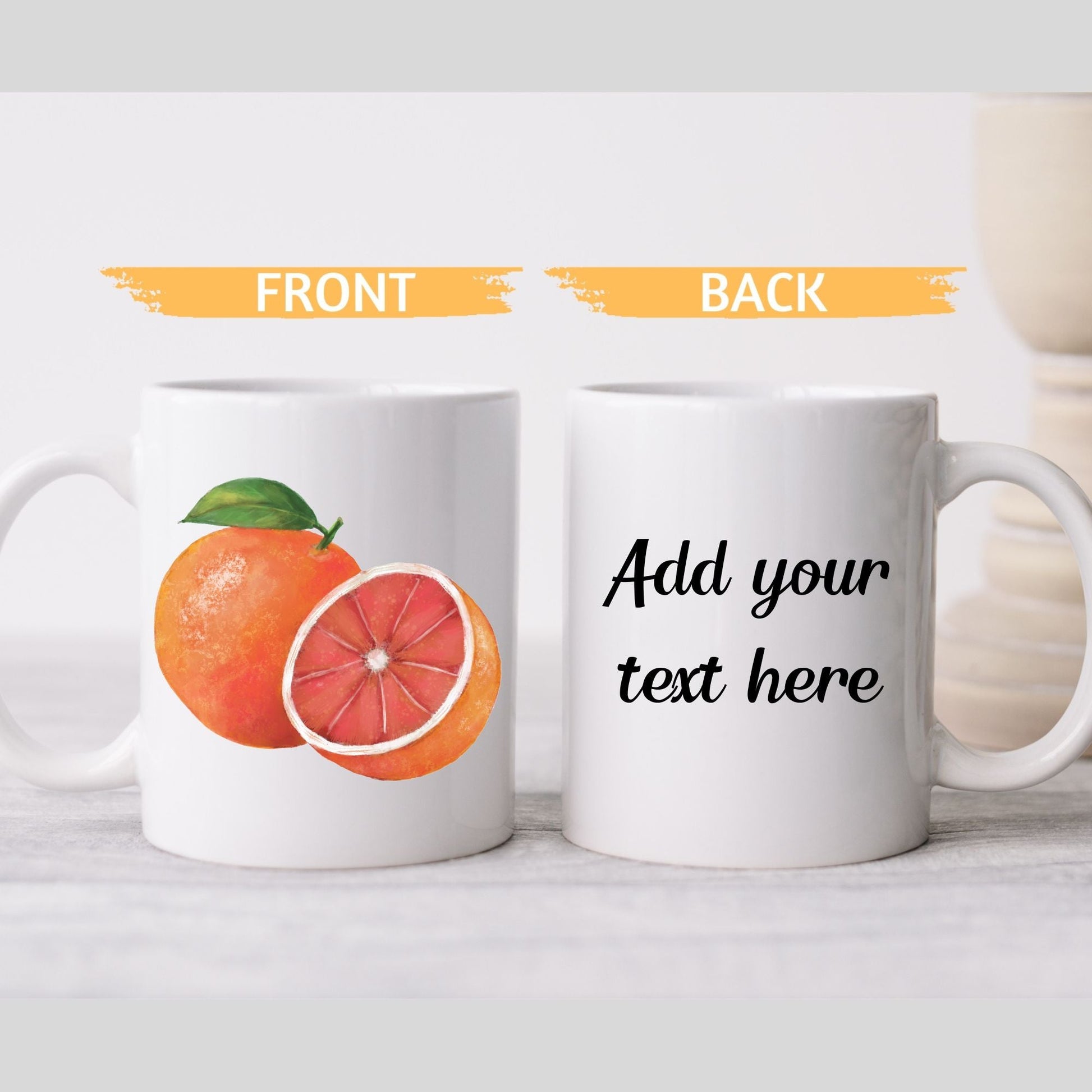 Bright Orange Mug with Juicy Citrus Art - MerikaArt