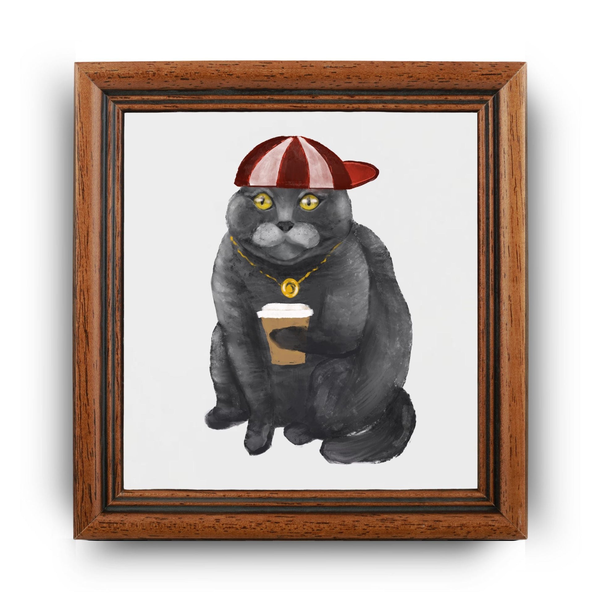 British Shorthair Coffee Lover Ceramic Tile - MerikaArt