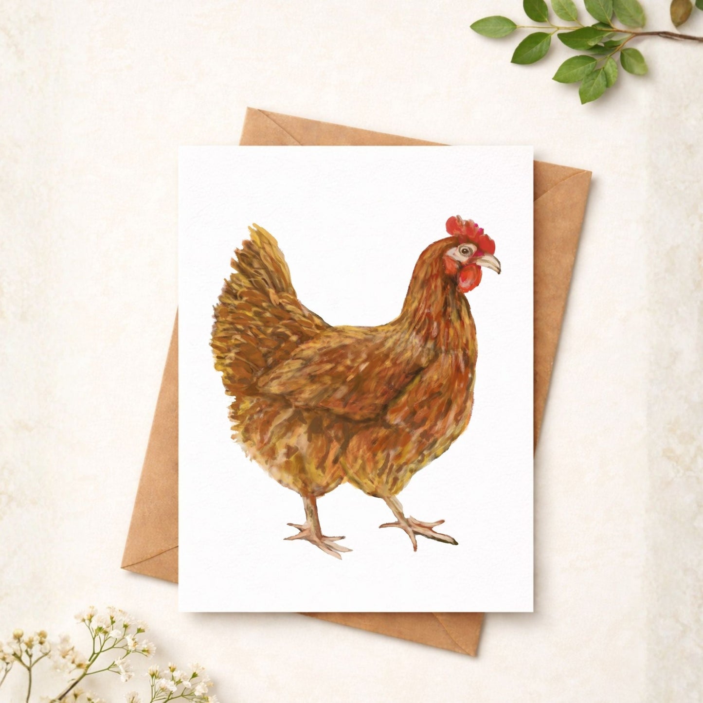 Brown Hen Postcard - MerikaArt