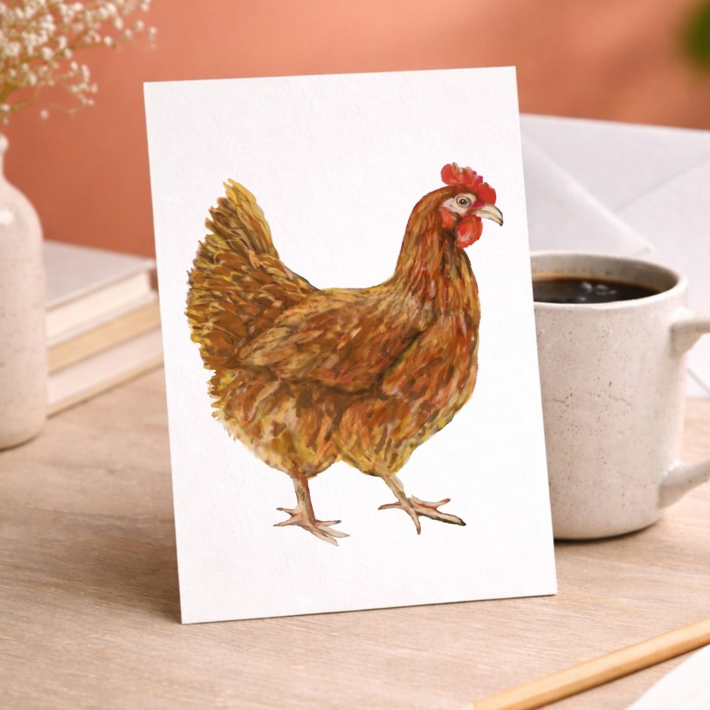 Brown Hen Postcard - MerikaArt