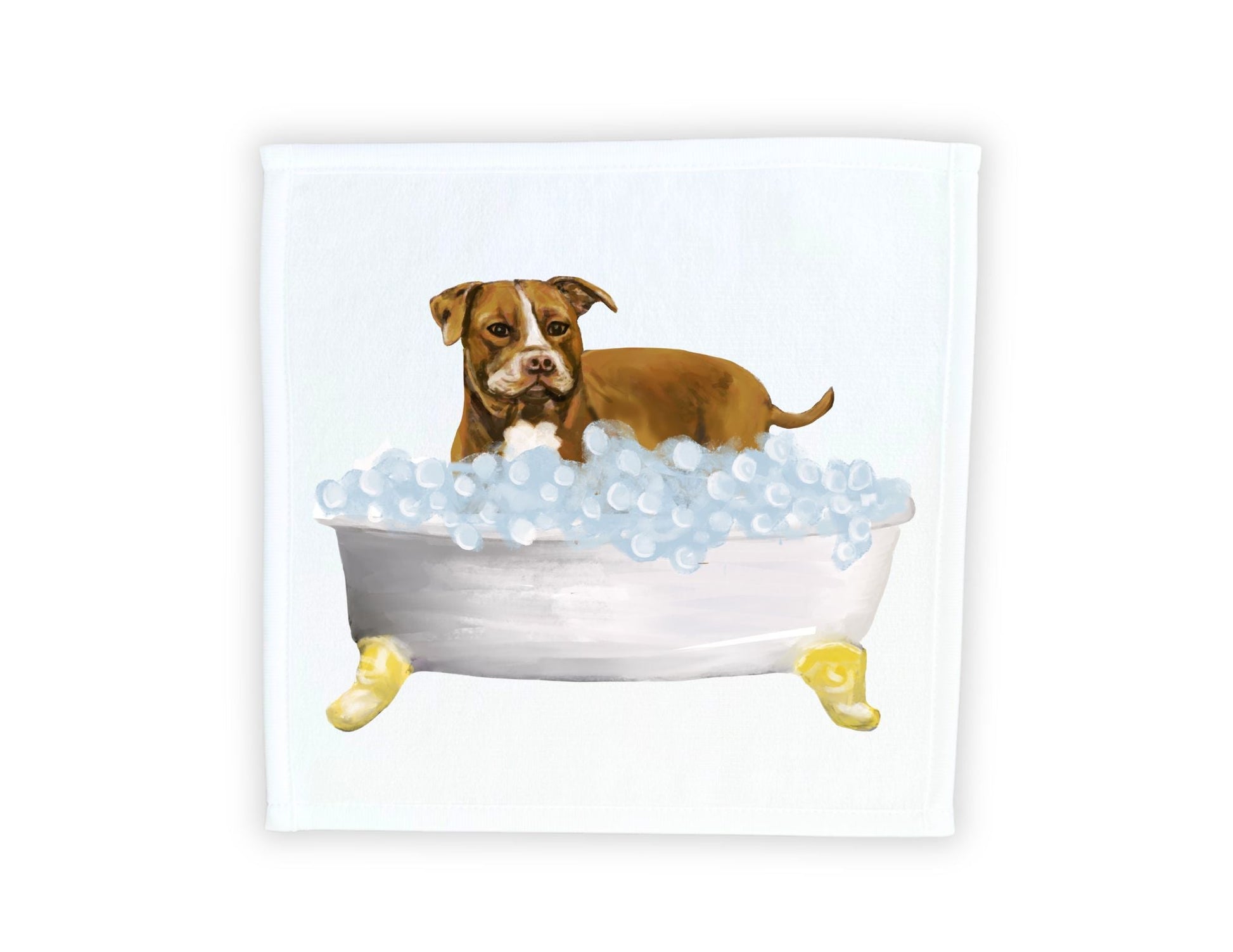 Brown Pit Bull Washcloth - MerikaArt