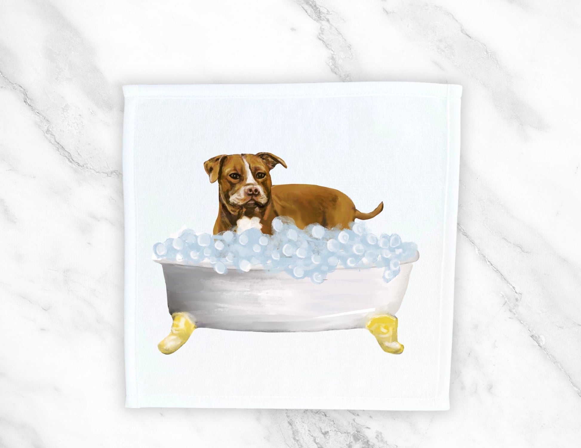 Brown Pit Bull Washcloth - MerikaArt