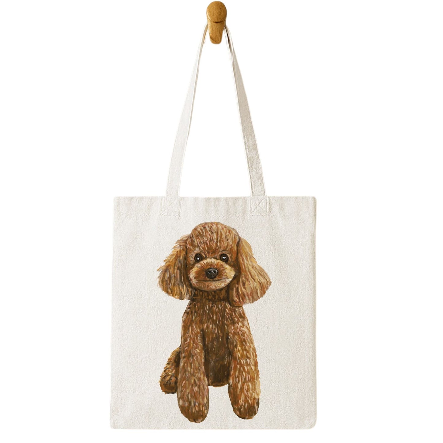 Brown Poodle Canvas Tote Bag - MerikaArt
