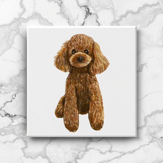Brown Poodle Ceramic Tile - MerikaArt