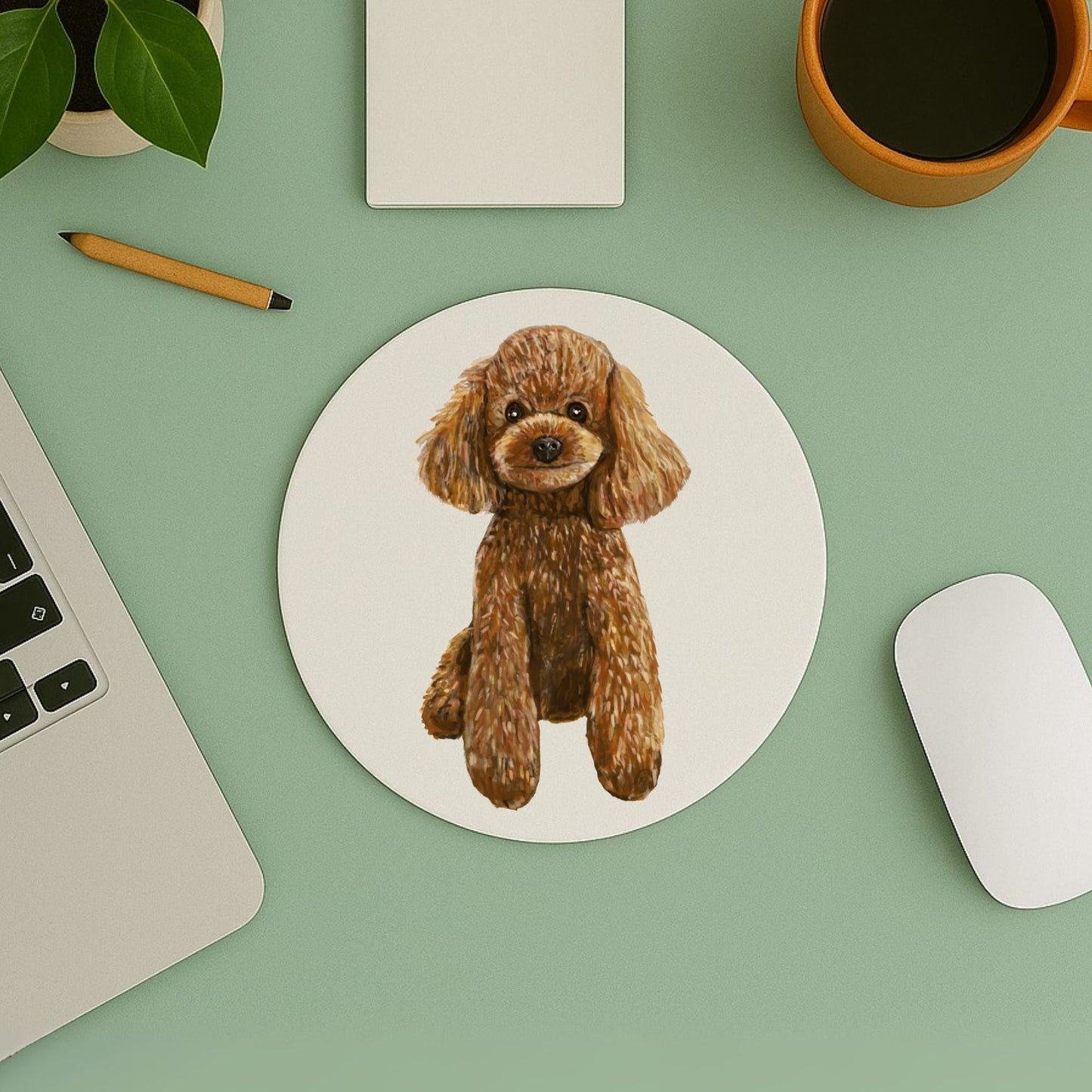 Brown Poodle Mousepad - MerikaArt