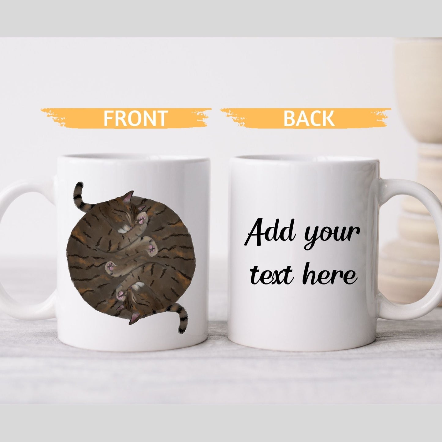 Brown Tabby Sleeping Cats Mug - MerikaArt