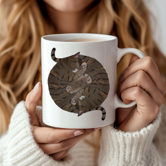 Brown Tabby Sleeping Cats Mug - MerikaArt