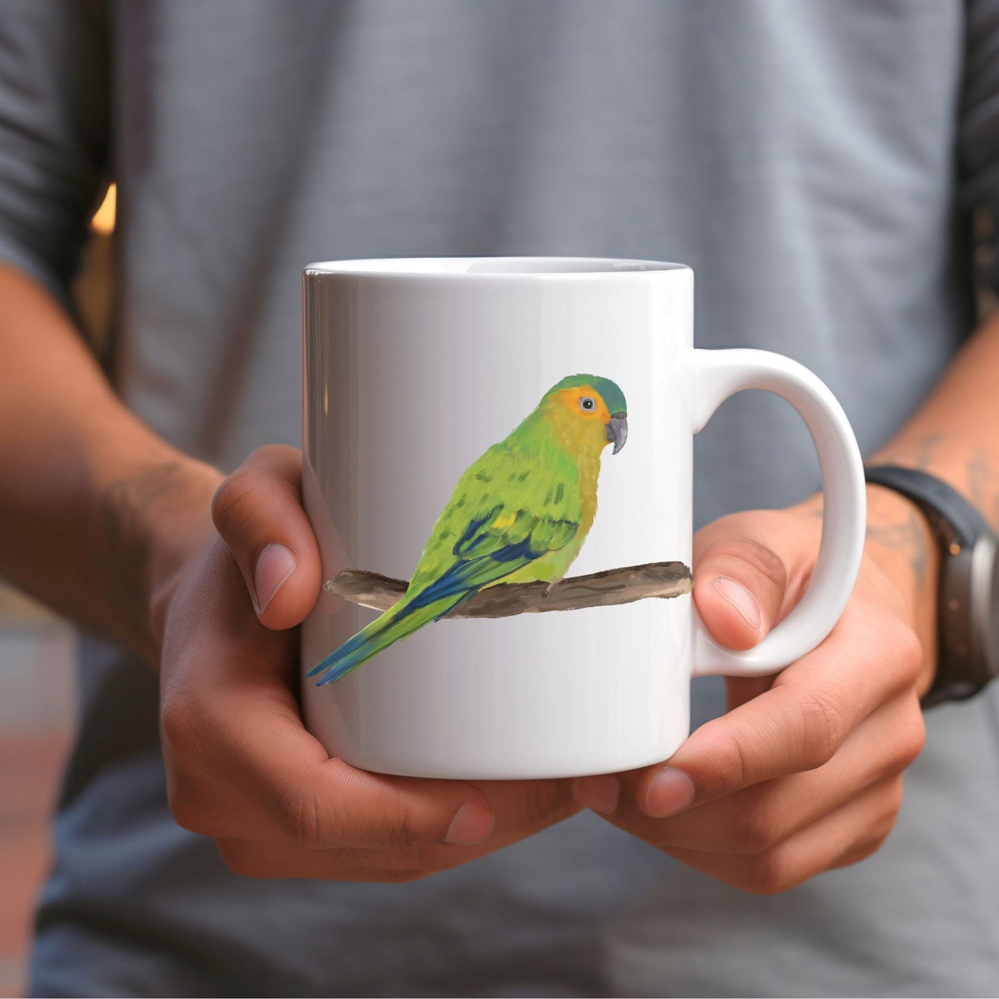 Brown - Throated Conure Mug - MerikaArt