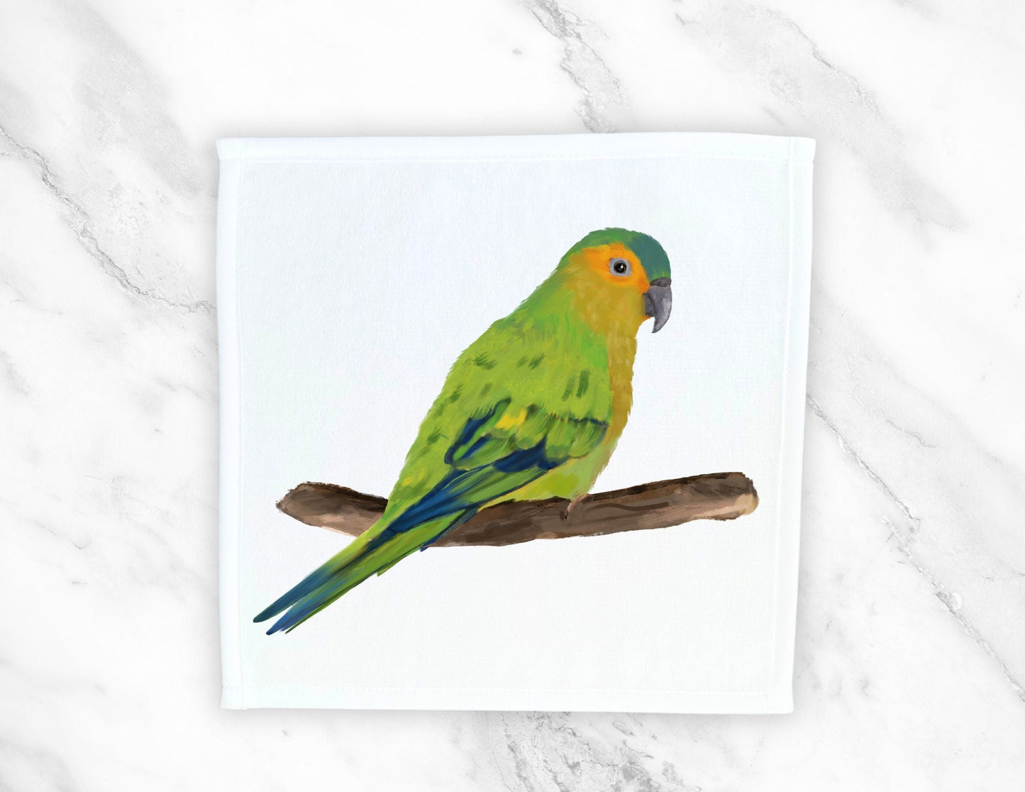 Brown - Throated Conure Washcloth - MerikaArt